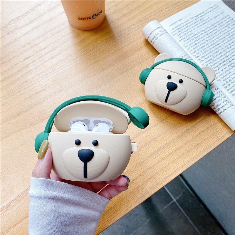 Cartoon Cute Fashion Bear Earphone Case for Airpods 1/2 Pro Case Soft Silicone Wireless Bluetooth Mini Earphone Headphone Cover AirPods Case - Touchy Style