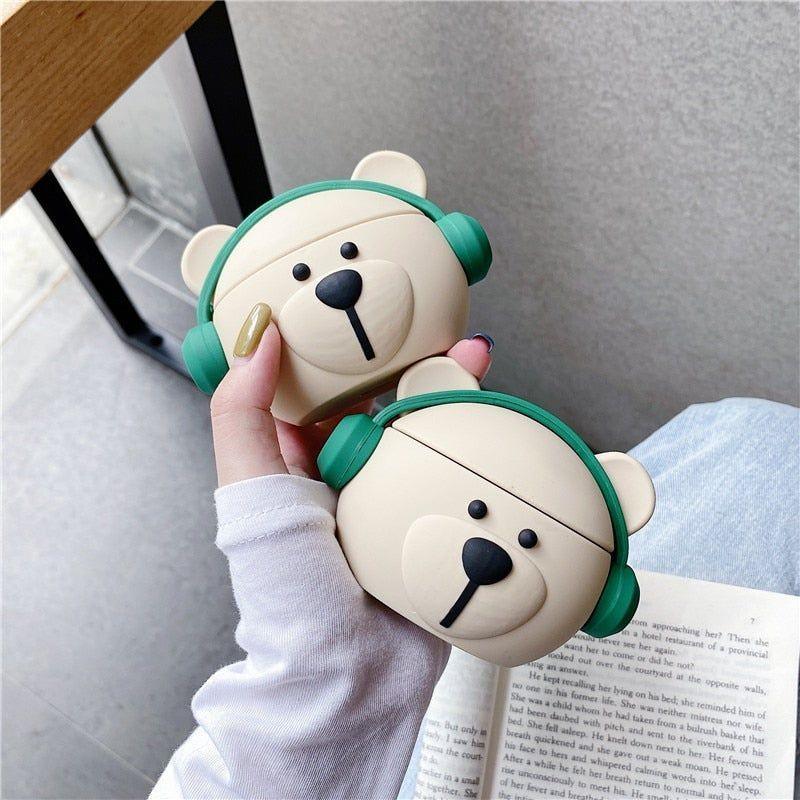 Cartoon Cute Fashion Bear Earphone Case for Airpods 1/2 Pro Case Soft Silicone Wireless Bluetooth Mini Earphone Headphone Cover AirPods Case - Touchy Style