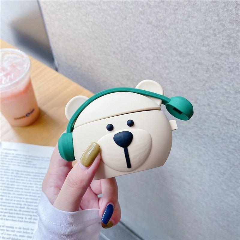 Cartoon Cute Fashion Bear Earphone Case for Airpods 1/2 Pro Case Soft Silicone Wireless Bluetooth Mini Earphone Headphone Cover AirPods Case - Touchy Style