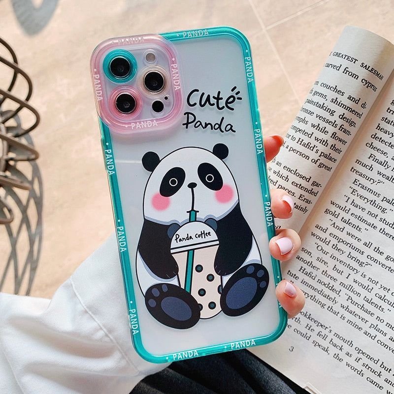 Cartoon Panda Transparent Cute Phone Cases For Galaxy S22 S21 S20 S10 FE Plus Note 10 20 Ultra - Touchy Style