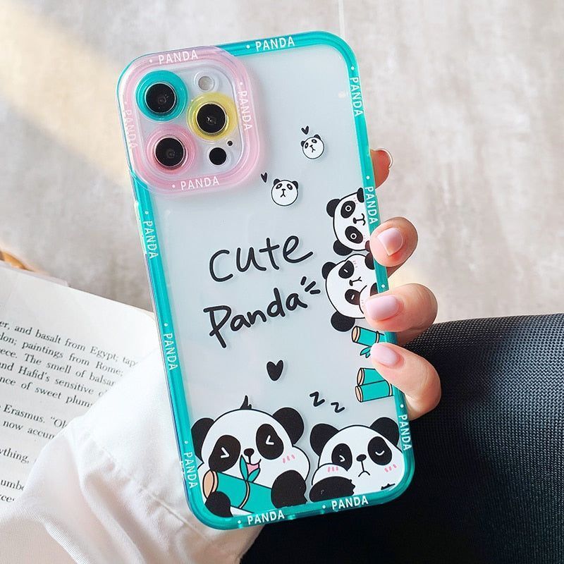 Cartoon Panda Transparent Cute Phone Cases For Galaxy S22 S21 S20 S10 FE Plus Note 10 20 Ultra - Touchy Style