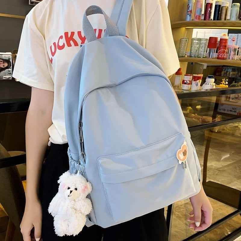 Casual Cool Backpacks For Women Solid Shoulder Bag Nylon School Bag GCB68555