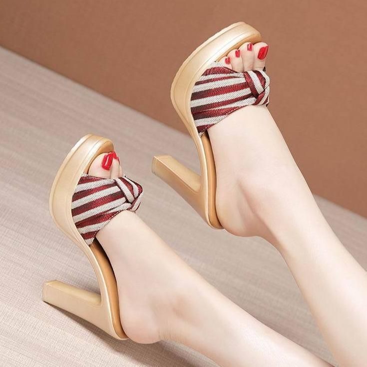 Trendy Elegant Bowknot Sequin High heeled Slippers Girls - Temu