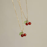 Cherry Fruit Necklace Charm Jewelry NCJR41 - Stainless Steel Pendant - Touchy Style