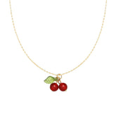 Cherry Fruit Necklace Charm Jewelry NCJR41 - Stainless Steel Pendant - Touchy Style