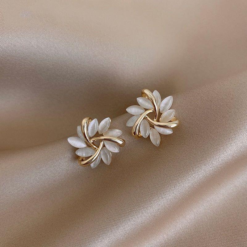 Classic Elegant and Exquisite Opal Petal Circle Earrings Charm Jewelry XYS0201 - Touchy Style