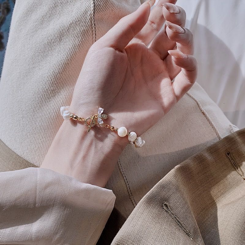 Semi Pearl Charm Bracelet - Cheola Designs