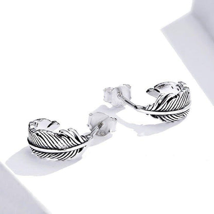 Classic Leaf 925 Sterling Silver Stud Earrings Charm Jewelry WOS1211 - Touchy Style