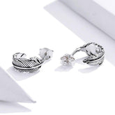 Classic Leaf 925 Sterling Silver Stud Earrings Charm Jewelry WOS1211 - Touchy Style