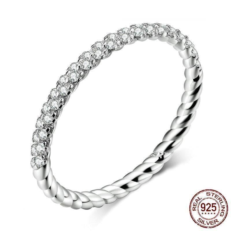 Clear CZ 925 Sterling Silver Finger Rings Charm Jewelry SCR624 - Touchy Style