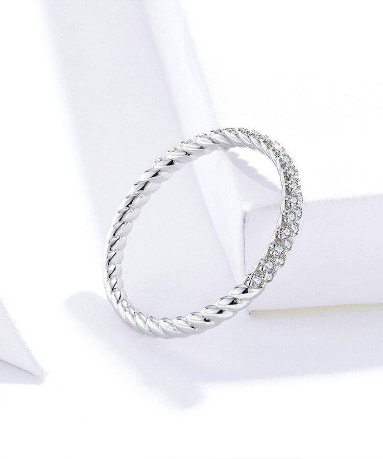 Clear CZ 925 Sterling Silver Finger Rings Charm Jewelry SCR624 - Touchy Style