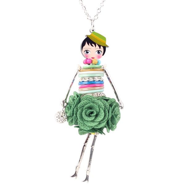 Colorful Crystal Handmade French Doll Necklace Charm Jewelry BOS0325 - Touchy Style