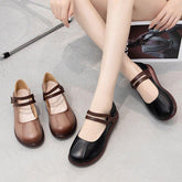 Comfortable Leather Thick-soled Flat Platform Women&