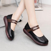 Comfortable Leather Thick-soled Flat Platform Women&