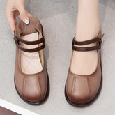 Comfortable Leather Thick-soled Flat Platform Women&