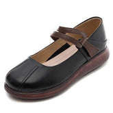 Comfortable Leather Thick-soled Flat Platform Women&