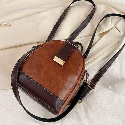 Contrast Fashion Wild Shoulder School Bag Leather Cool Backpack GCBI02 - Touchy Style