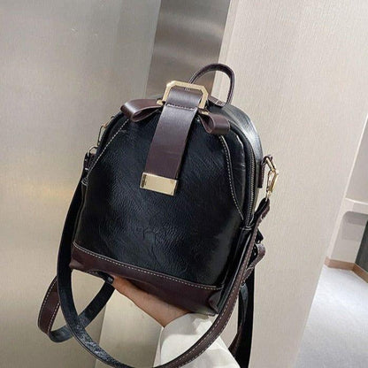 Contrast Fashion Wild Shoulder School Bag Leather Cool Backpack GCBI02 - Touchy Style