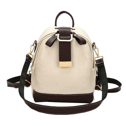 Contrast Fashion Wild Shoulder School Bag Leather Cool Backpack GCBI02 - Touchy Style