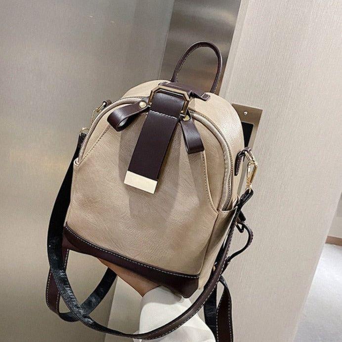 Contrast Fashion Wild Shoulder School Bag Leather Cool Backpack GCBI02 - Touchy Style