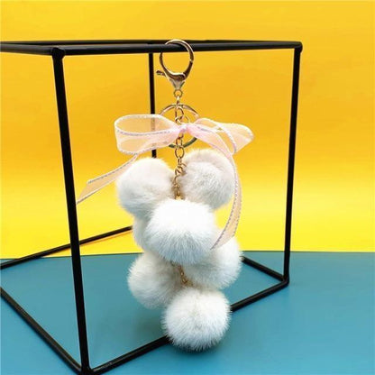 Creative grape fruit keychain cute bag plush pendant lace bow Fur Key chain car key chain 