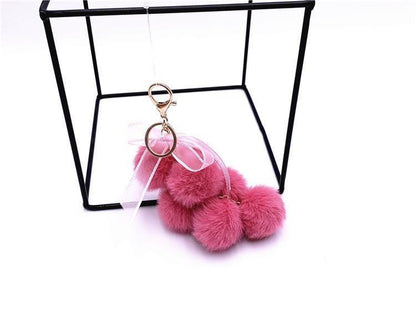 Creative grape fruit keychain cute bag plush pendant lace bow Fur Key chain car key chain 