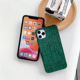 Crocodile Leather Cute Phone Cases For iPhone 11 12 Mini Pro XS MAX XR X 7 8 Plus SE 2020 - Touchy Style .