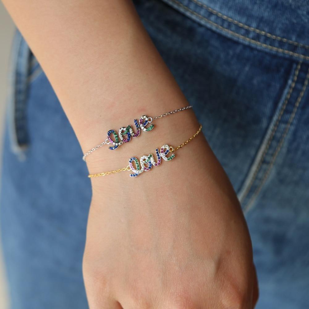 Crystal Love Letters 925 Sterling Silver Bracelets Charm Jewelry - Touchy Style