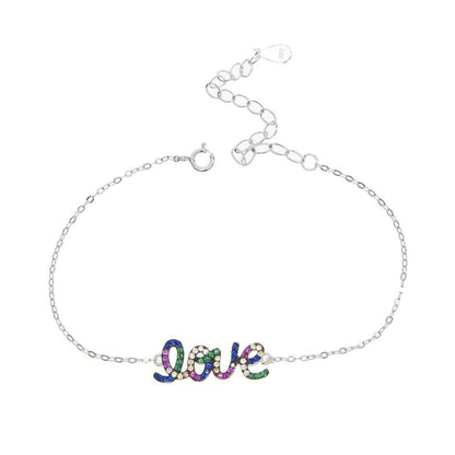 Crystal Love Letters 925 Sterling Silver Bracelets Charm Jewelry - Touchy Style