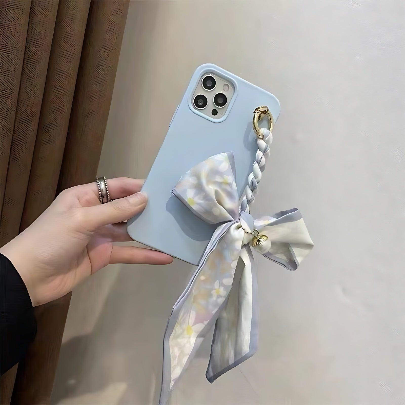 Cube Silk Scarf Chain Cute Phone Cases for iPhone 14, 12 Pro Max, Mini 11,  13 X, XS, XR, 6, 7, 8 Plus