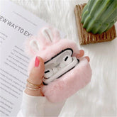 Cute 3D Rabbit Hair Earphone Case for Airpods 1 2 Pro Warm Fluffy Wireless Bluetooth AirPods Case - Touchy Style