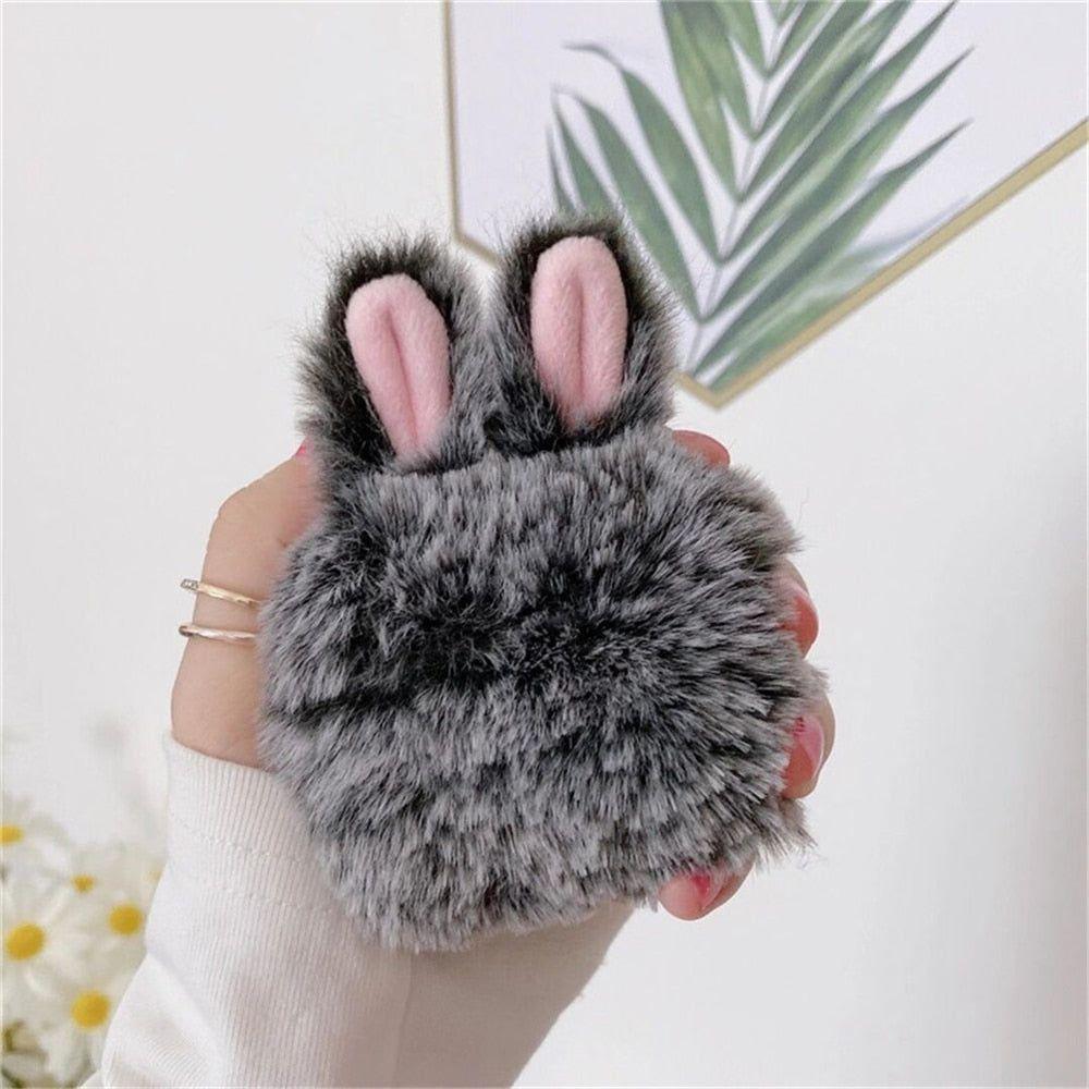 Cute 3D Rabbit Hair Earphone Case for Airpods 1 2 Pro Warm Fluffy Wireless Bluetooth AirPods Case - Touchy Style