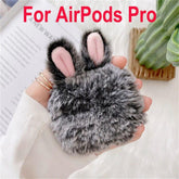 Cute 3D Rabbit Hair Earphone Case for Airpods 1 2 Pro Warm Fluffy Wireless Bluetooth AirPods Case - Touchy Style