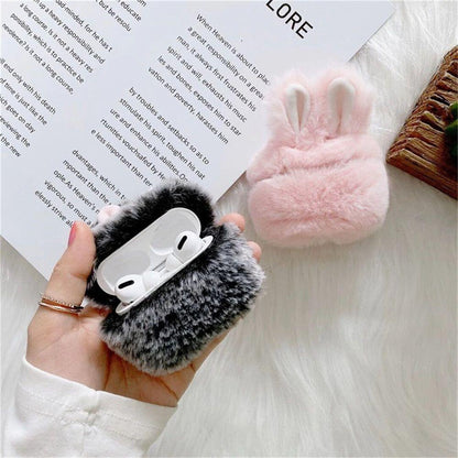 Cute 3D Rabbit Hair Earphone Case for Airpods 1 2 Pro Warm Fluffy Wireless Bluetooth AirPods Case - Touchy Style