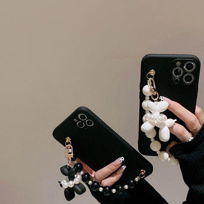 Cute Balloon Dog Pearl Chain Phone Case for iPhone 14, X, XR, XS, 11, 13 Pro Max, 12 Pro, 7 Plus, 8 Plus, 6S, 7, 8 Plus, SE, and Mini - Touchy Style