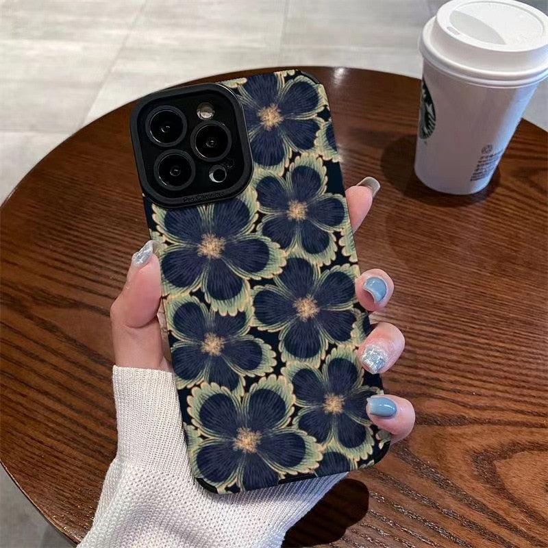 Cute Dark Graffiti Flower Phone Case for iPhone 14, 12, 11, 13 Pro Max, 14 Plus, 12, 13 Mini, 7, 8 Plus, X, XS Max, and XR - Touchy Style