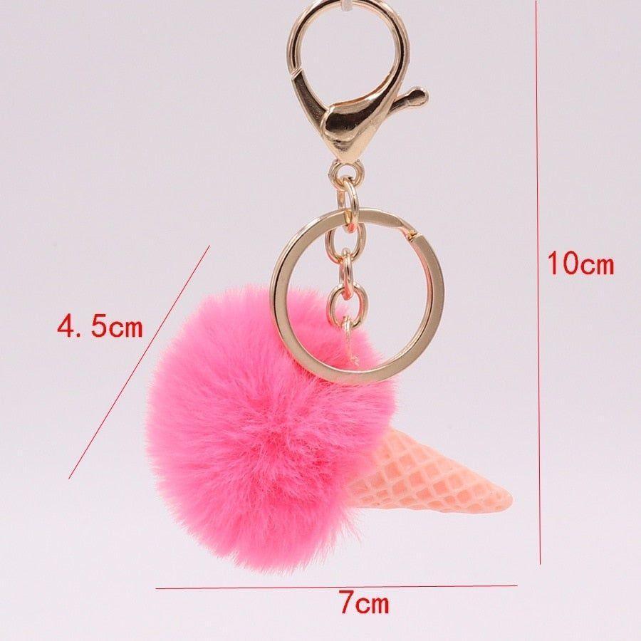 Cute Ice Cream Unique Key Chain - Glitter Pompom - K873 - Touchy Style