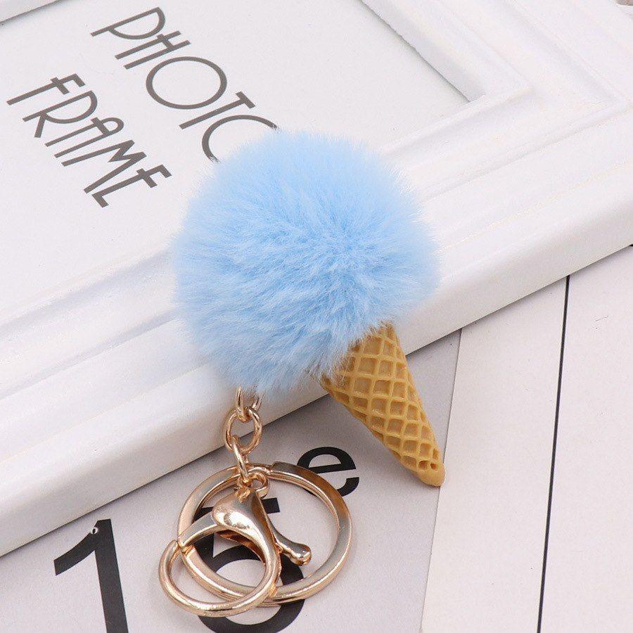 Cute Ice Cream Unique Key Chain - Glitter Pompom - K873 - Touchy Style