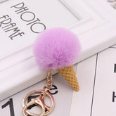 Cute Ice Cream Unique Key Chain - Glitter Pompom - K873 - Touchy Style