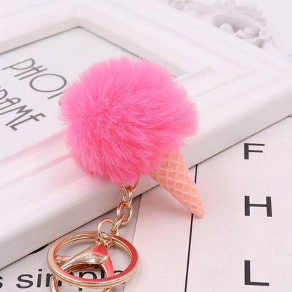 Cute Ice Cream Unique Key Chain - Glitter Pompom - K873 - Touchy Style