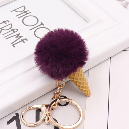 Cute Ice Cream Unique Key Chain - Glitter Pompom - K873 - Touchy Style