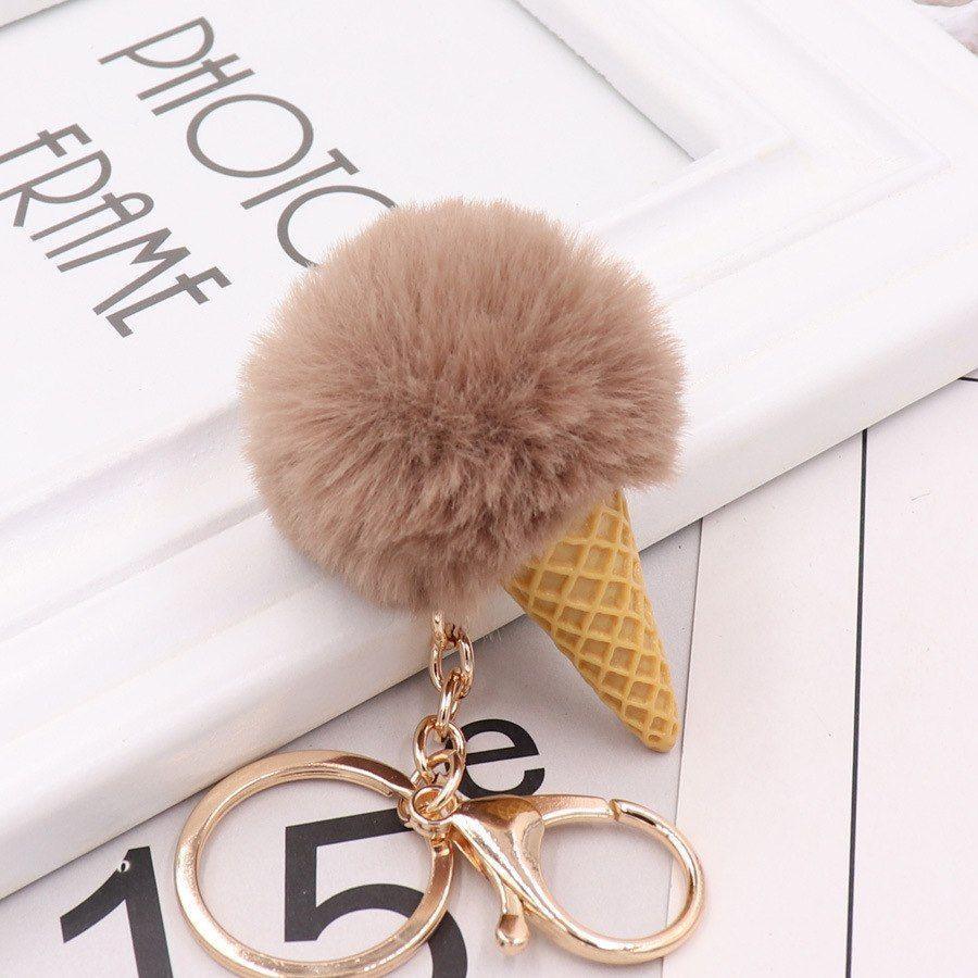 Cute Ice Cream Unique Key Chain - Glitter Pompom - K873 - Touchy Style