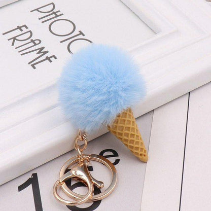 Cute Ice Cream Unique Key Chain - Glitter Pompom - K873 - Touchy Style