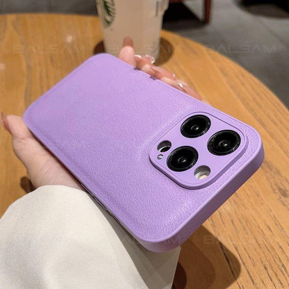 Cute Luxury Leather Texture Shockproof Phone Cases for iPhone 14, 13, 12, 11 Pro, XS Max, XR, 7, 8 Plus, SE2022 Mini, with Candy Color Soft Silicone Cover - Touchy Style