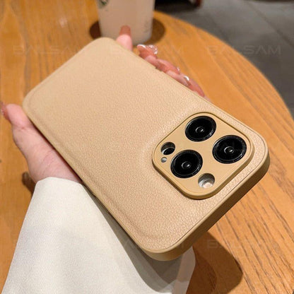 Cute Luxury Leather Texture Shockproof Phone Cases for iPhone 14, 13, 12, 11 Pro, XS Max, XR, 7, 8 Plus, SE2022 Mini, with Candy Color Soft Silicone Cover - Touchy Style