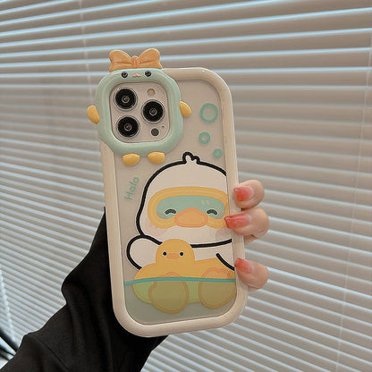 Cute Phone Cases for iPhone 11, 12, 13, 14 Pro Max &amp; 14 Plus - Sweet Swimming Duck, TPU Transparent - Touchy Style