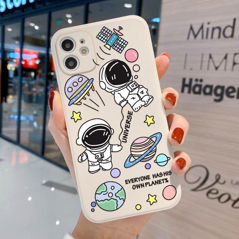 Cute Phone Cases For iPhone 13 11 1Pro Max Mini XR X XS 12 Pro Max 11 SE 2020 6 6S 7 8 Plus Space Astronaut Note (C) - Touchy Style