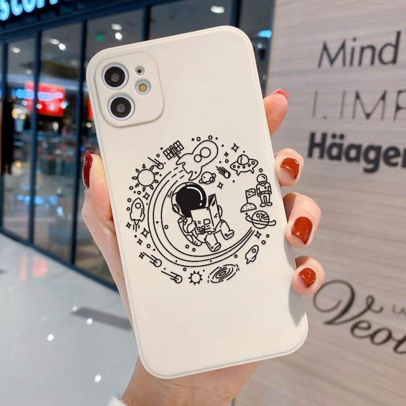 Cute Phone Cases For iPhone 13 11 1Pro Max Mini XR X XS 12 Pro Max 11 SE 2020 6 6S 7 8 Plus Space Astronaut Note (D) - Touchy Style