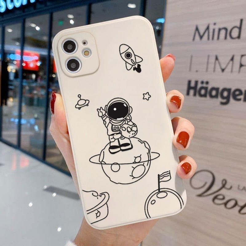 Cute Phone Cases For iPhone 13 11 1Pro Max Mini XR X XS 12 Pro Max 11 SE 2020 6 6S 7 8 Plus Space Astronaut Note (H) - Touchy Style