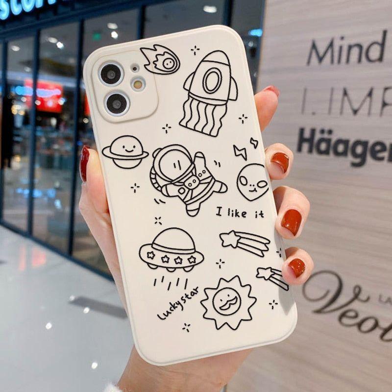 Cute Phone Cases For iPhone 13 11 1Pro Max Mini XR X XS 12 Pro Max 11 SE 2020 6 6S 7 8 Plus Space Astronaut - Touchy Style